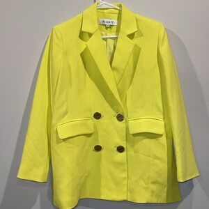 Elliatt neon yellow oversized open side gold button blazer xs